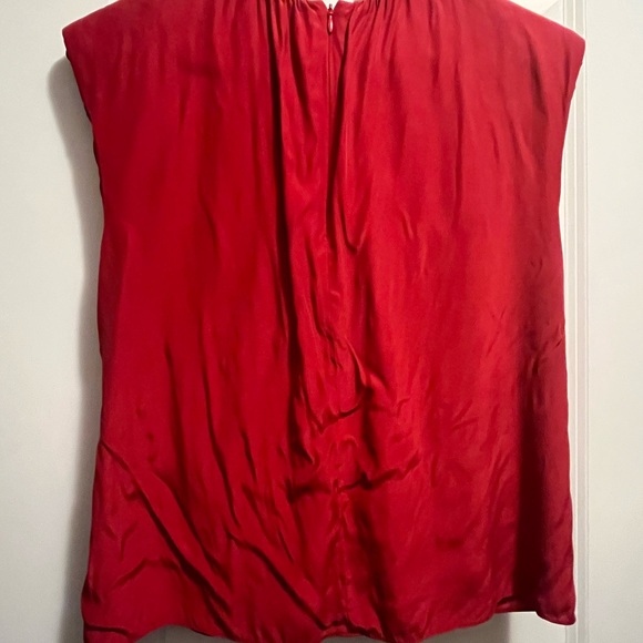Frame Denim Red Ruched Silk Blouse - Picture 3 of 4